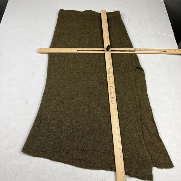 ZARA Womens Wool Blend Midi Skirt Green Side Slit A-Line High Waisted SMALLL - Picture 5 of 10